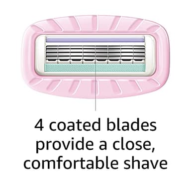 Amazon Basics Women's 4 Blade Razor for Women, Fits AmazonBasics & Venus Handles, Moisturizing Surround, 4 Count, Includes 1 Handle, 2 Cartridges & 1 Shower Hanger, Pink - Image 6