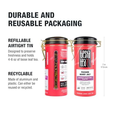 Tiesta Tea - Passion Berry Jolt, Loose Leaf, Raspberry Passion Fruit Black Tea, Premium Caffeinated Blend, Make Hot or Iced & Brews Up to 50 Cups, 4oz Refillable Tin - Image 9