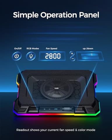 KeiBn Gaming Laptop Cooling Pad, Laptop Cooling Stand with 5.5inch External Cooling Fan, Rapid Cooling Laptop 15.6-19.3inch, Infinitely Variable Speed, 8 Height Stands, 4 USB Ports, Blue - Image 4