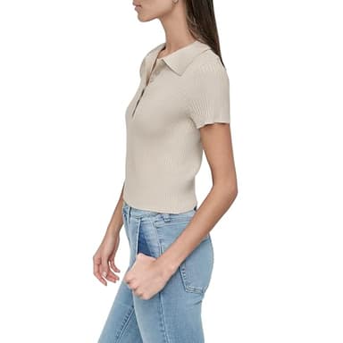 DKNY Women's Jeans Sweater, Pebble, Small - Image 3