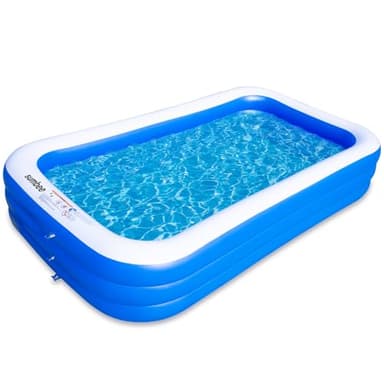 Sumbee Inflatable Swimming Pool for Kiddie Adults Kids, 120" X 72" X 22" Large Blow Up Pool for Family Backyard Outdoor Toddler,Big Rectangle Pools for Children Ages 4-8-12,Full-Sized,Blue - Image 9