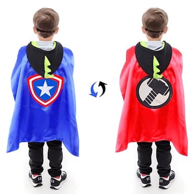 Dress Up Toys - Double Side Superhero Capes and Masks, Costumes Set for Kids - Ideal for Cosplay, Birthday Party, Christmas, Halloween - Fun Gift for 3-10 Year Old Boys and Girls - Image 2