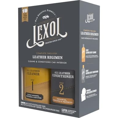 Leather Conditioner and Cleaner Kit by Lexol, Use on Furniture, Car Interiors, Shoes, Handbags, Includes 2 Application Sponges, Two-Step System, 16 oz Each - Image 8