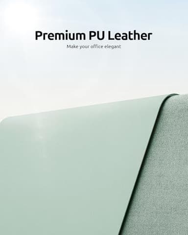 YSAGi Leather Desk Protector, Office Mat, Large Mouse Mat, Non-Slip PU Leather Blotter, Laptop Pad, Waterproof Writing Pad for Office and Home (Pale Green, 23.6" x 13.8") - Image 2