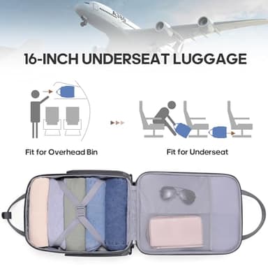 Winilla Carry-on Underseat 16-inch Luggage with Wheels, Softside Rolling Carry-on, Lightweight Travel Suitcase for Men Women, Personal Item Rolling Travel Bag - Image 5