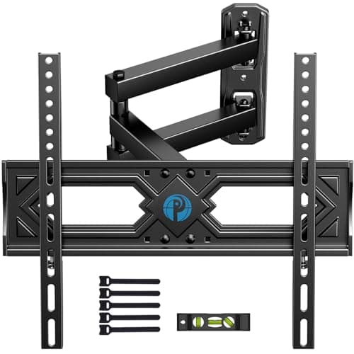 Pipishell Full Motion TV Wall Mount for 26-60 Inch Flat Curved TVs, Heavy Duty Single Articulating Arms TV Bracket Up to VESA 400x400mm and 77lbs, Support Swivel, Tilt, Level Adjustment - Image 1