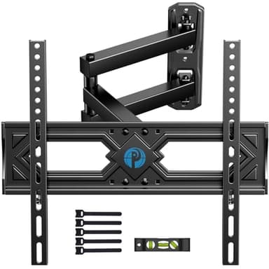 Pipishell Full Motion TV Wall Mount for 26-60 Inch Flat Curved TVs, Heavy Duty Single Articulating Arms TV Bracket Up to VESA 400x400mm and 77lbs, Support Swivel, Tilt, Level Adjustment - Image 1