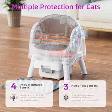 Self Cleaning Cat Litter Box, Open Top Litter Box for Multiple Cats, Automatic Cat Litter Box with Liners and Mat Included, Grey - Image 5