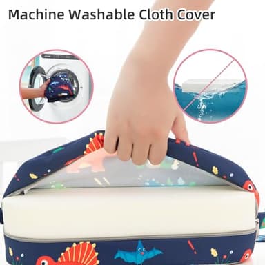 Eiury Toddler Booster Seat for Dining Table, Portable Kids Booster Seat with Safety Buckles Portable Increasing Booster Cushion with Non-Slip Bottom (Blue Dinosaur) - Image 8