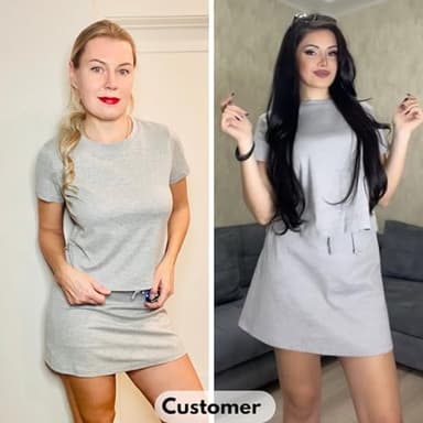 EXLURA Womens Casual Summer 2 Piece Short Skirt Sets Short Sleeve Tshirt And Tennis Skort Dressy Cotton Matching Sweatsuits - Image 3