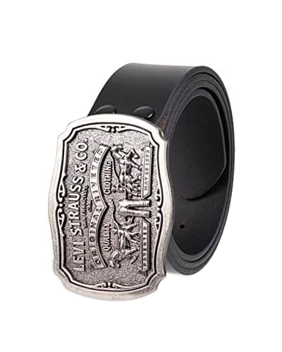 Levi's Men's Leather Belt With Antiqued Buckle,Black,38 - Image 1