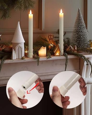 Homemory Real Waxy Flameless Taper Candles with Remote Timer, LED Candlesticks Flickering, Battery Operated Candles, 9.6 Inches for Home Christmas Wedding Celebration Decor, White, Pack of 6 - Image 5