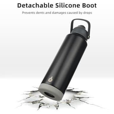 BJPKPK Water Bottle with Straw Lid, 24oz Vacuum Insulated Water Bottles, Metal Stainless Steel Thermo for Sports, Travel, BPA Free Leak Proof Thermo, Cups, Flasks, Tumblers,Black - Image 4