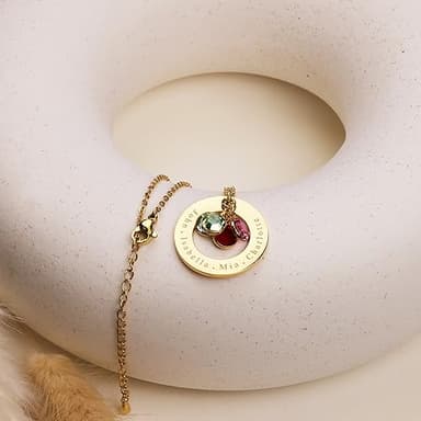 Birthstone Necklace for Mom 1 to 5 Kids Names and Birth Month Stones, Custom Family Jewelry for Women, Personalized Birthday Day, Mother's Day Gift for Wife Girlfriend, Grandma, 18k Gold Plated - Image 7