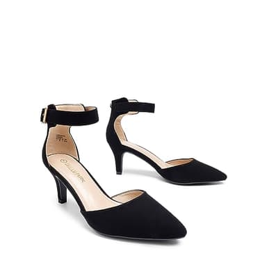 DREAM PAIRS Kitten Heel Low Heel for Women Closed Pointed Toe Pumps Wedding Party Sexy Dress Shoes Lowpointed,Size 9,Black/Nubuck,LOWPOINTED - Image 3