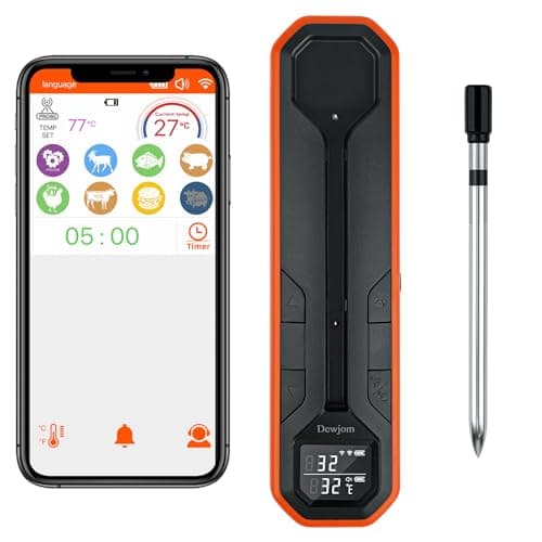 Wireless Meat Thermometer – Digital Cooking Thermometer with Wireless Probe – 500Ft Remote Range Food Thermometer – with iOS & Android Read App -Preprogrammed Temperatures for BBQ, Oven, Grill - Image 1