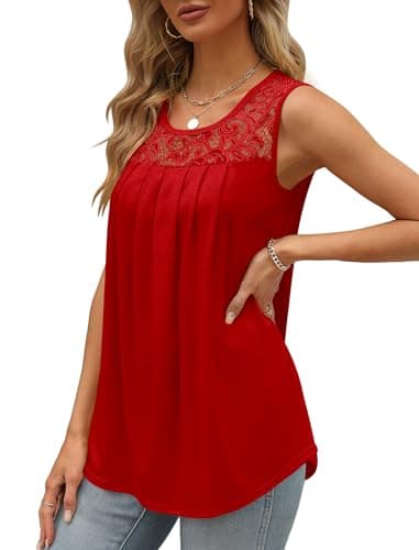 Women's Tank Tops Loose Fit Cute Sexy Tops Sleeveless Summer Trendy Clothing Red XL - Image 3