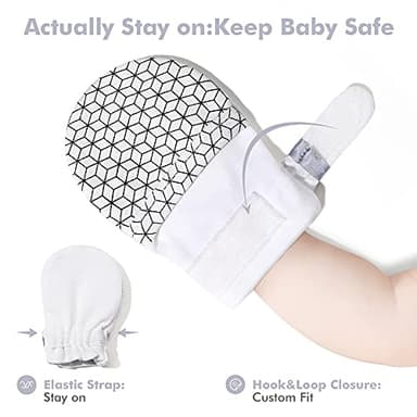 HAPIU Baby Mitten,3 Pack, Geometry&Grey Stripe&Emerald, 6-12 Months - Image 4