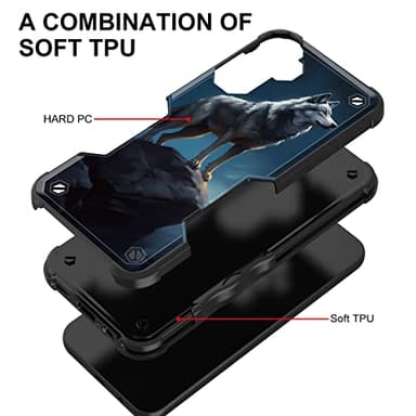 EFGWSDER for Galaxy A14 5G Case,[Dual Layer][10 FT Military Grade Drop Protection] [Non-Slip] Heavy Duty Shockproof Case for Samsung Galaxy A14 5G 6.6" 2023,Wolf Moon Night - Image 4