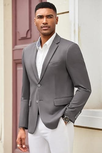 COOFANDY Mens Blazer Jacket Lightweight Suit Jacket Grey Casual Blazer Slim Fit Business Sport Coat - Image 2