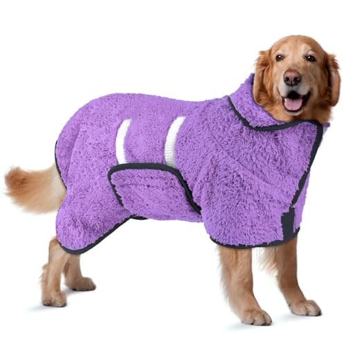 Bienbee Dog Bathrobe, Quick Drying Super Absorbent Dog Robes for After Bath, Warm Keeping Dogs Towel, Dogs Bath Supplies, Light Purple XL - Image 1
