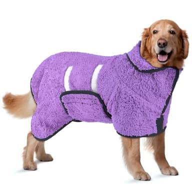 Bienbee Dog Bathrobe, Quick Drying Super Absorbent Dog Robes for After Bath, Warm Keeping Dogs Towel, Dogs Bath Supplies, Light Purple XL - Image 1