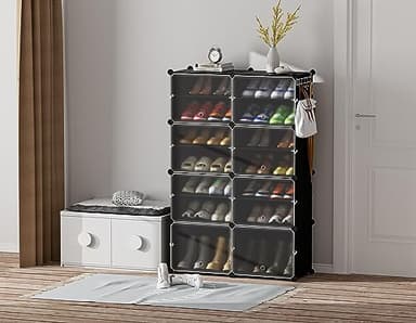 HOMIDEC Shoe Rack, 8 Tier Shoe Storage Cabinet 32 Pair Plastic Shoe Shelves Organizer for Closet Hallway Bedroom Entryway - Image 2