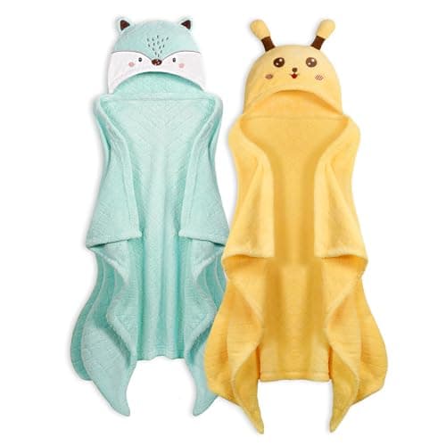 Toddler Bath Towel Hooded Kids Towel Bath Baby Towels with Hood for Boy Girl 0-5 Years, 2-Pack Soft Absorbent Baby Bath Towel Toddler Towels with Hood, Thick 50''x32'' Kids Hooded Towel for Toddlers - Image 1