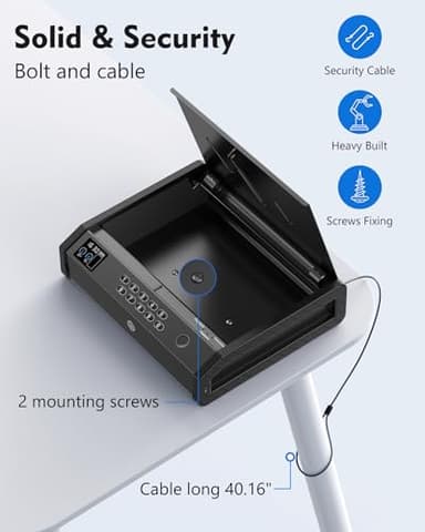 HOLEWOR Gun Safe, Biometric Gun Safes for Pistols with LCD Display of Temperature Humidity, Fingerprint Quick Access Pistol Safe Solid Handgun Safe with USB C Port - Image 5