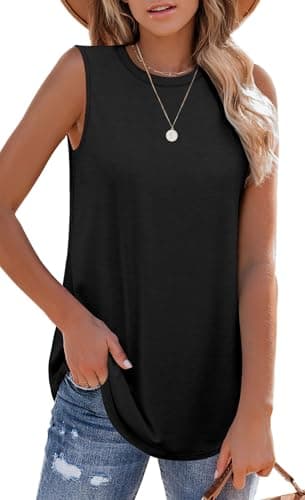 OFEEFAN Womens Tops Summer 2025 High Neck Black Tank Top Woman Dressy Tunics or Tops to Wear with Leggings L - Image 2