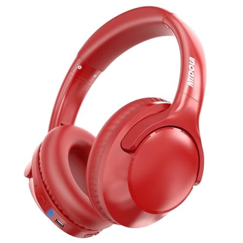 MIDOLA Bluetooth Headphones Over Ear 68H Playtime 6 EQ Wireless Headset with Microphone HiFi Stereo Foldable Lightweight Deep Bass for Travel Home Office Cellphone Red - Image 1