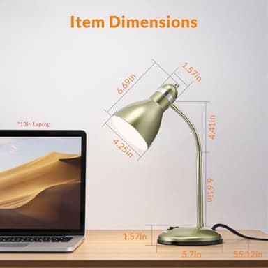 LEPOWER Metal Desk Lamp, Adjustable Goose Neck Table Lamp, Eye-Caring Study Desk Lamps for Bedroom, Study Room and Office (Bronze - Image 2