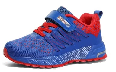 KUBUA Kids Sneakers for Boys Girls Running Tennis Shoes Lightweight Breathable Sport Athletic Blue Red A Size US 10 Toddler - Image 2