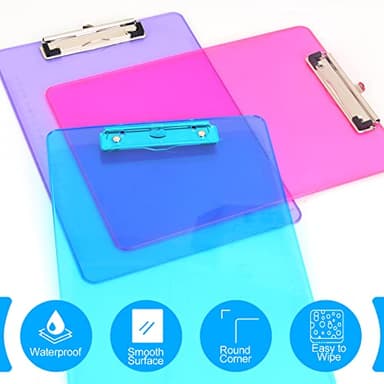 Clipboards, HERKKA 25 Pack Plastic Office Clipboards, Assorted Transparent Color Plastic Clip,Letter - Image 6