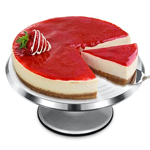 12'' Cake Stand, Cake Spinner Cake Decorating Supplies, Round Decorating Turntable Revolving Aluminum Table Holder Baking Display Tray Plate Tools Accessories for Birthday Wedding Party - Image 1