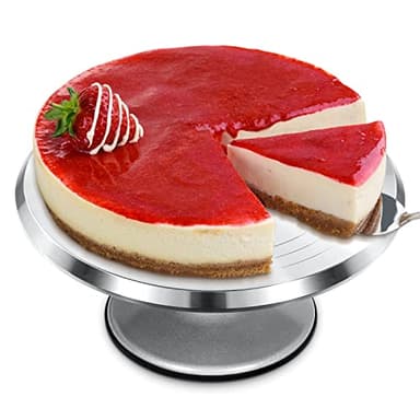 12'' Cake Stand, Cake Spinner Cake Decorating Supplies, Round Decorating Turntable Revolving Aluminum Table Holder Baking Display Tray Plate Tools Accessories for Birthday Wedding Party - Image 1
