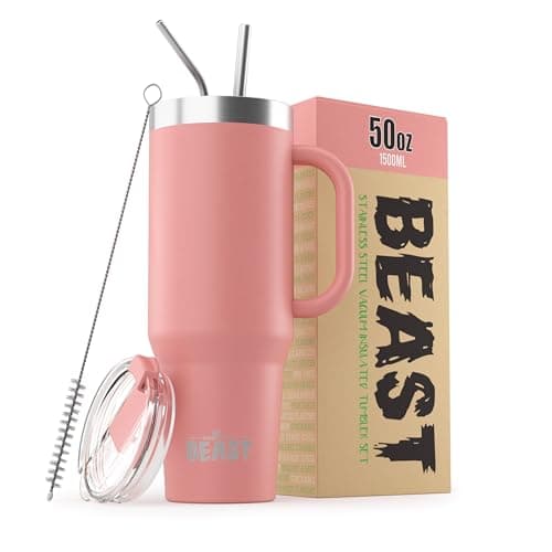 Beast 50 oz Tumbler Stainless Steel Vacuum Insulated Coffee Ice Cup Double Wall Travel Flask (Blossom Pink) - Image 1