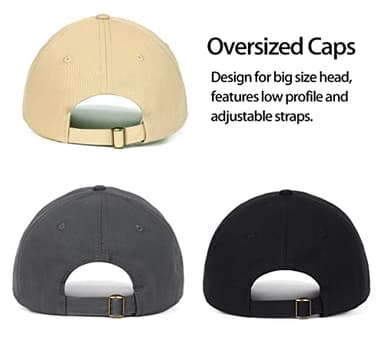 Zylioo 3 Packs XXL Bulk Baseball Cap Hat,Soft Crown Adjustable Dad Hats for Big Heads,Large Plain Solid Color Golf Caps - Image 3