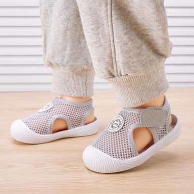 BMCiTYBM Baby Sandals Boy Girl Closed Toe Summer Sandals Lightweight Shoes Infant Non-Slip First Walking Sneakers 6 9 12 18 24 Months Grey Size 18-24 Months Toddler - Image 2