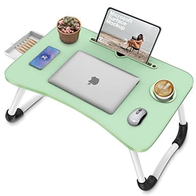 Zapuno Multi-Function Laptop Bed Table with Storage Drawer and Cup Holder, Lap Desk Stand Tray for Eating, Reading and Working - Image 7
