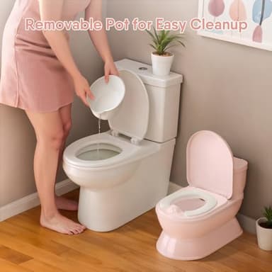 CheerTry 2-in-1 Toddler Potty Training Toilet - Larger Potty Chair & Detachable Training Seat for Boys & Girls Ages 1-3 with Flushing Sound, Wipes Storage, Toilet Paper Holder - Image 2