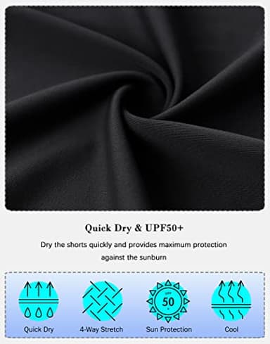 SANTINY Women's 8''/12'' High Waisted Swim Shorts with Pockets UPF50+ Long Board Swimming Shorts for Women with Liner (Black_XXL) - Image 6