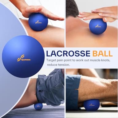 Sportneer 4 in 1 Foam Roller Set: Dual Textures Foam Roller, Foot Roller, Lacrosse Ball, Traction Massage Ball with String, Deep Massage Roller for Whole Body Release, Physical Therapy (Blue) - Image 5