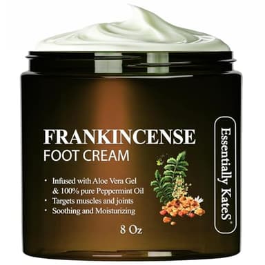 Essentially KateS Frankincense Oil Foot Cream 8 Fl Oz - Fight Soreness and Stiffness in Tired Feet - Foot Sole, Achilles, Foot Bridge, Ankle and Foot HillFoot Cream - (Parent) (8 Fl Oz, Frankincense) - Image 1