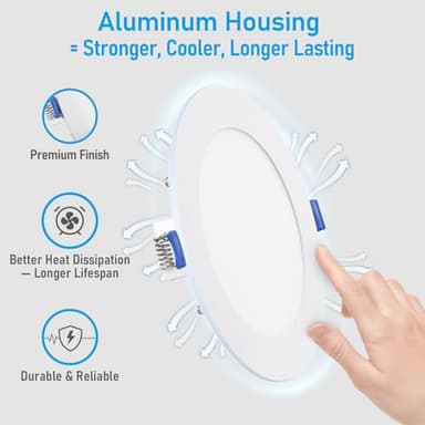 TORCHSTAR Basic Series 12-Pack 6 Inch Ultra-Thin LED Recessed Lighting with Junction Box, CRI90, Aluminum, 5000K Daylight, 5%-100% Dimmable Slim Recessed Downlight, 12W 1100LM, ETL and Energy Star - Image 5