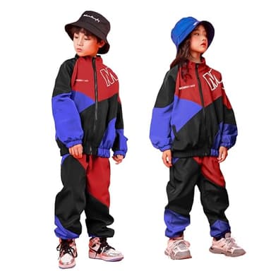 LOLANTA Unisex Kids' Colorblock Tracksuit Teens Fall Clothes Boys Windbreaker Casual Outerwear Jacket Travel (Red, 10-12) - Image 4