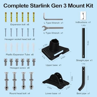 BriteZen Starlink Gen 3 Mount Adjustable for V3 Starlink Dish Standard, Wall/Roof/Pole Mount with Aluminum Thickened Adapter for Star Links Internet Kit Complete Accessories - Image 4