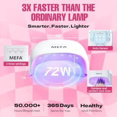 MEFA 42 Colors Gel Nail Polish Kit with U V Light, 59 Pcs All Seasons Collection Colorful Gel Polish Essential Set with 5 Psc Matte/Glossy Base Top Coat, Salon Gifts for Women - Image 8