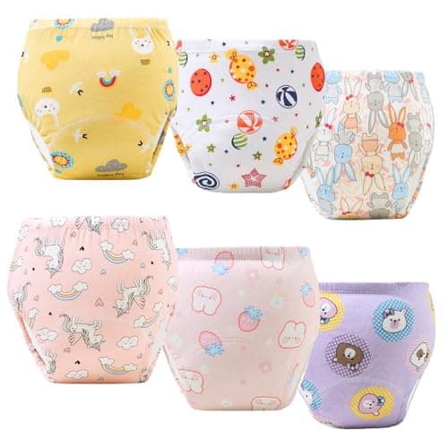 Upairy Training Pants for Boys Girls,Potty Training Underwear Girls and Boys,Up Airy Potty Pants for Toddler,Soft Absorbent & Leak-Proof with Characters, 100% Cotton Washable (6PCS,M)