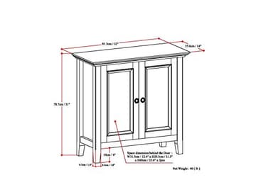 SIMPLIHOME Amherst 32-inch Wide Solid Wood Transitional-Style Low Storage Cabinet in Hickory Brown for Living Room, Entryway, or Dining Area with Adjustable Shelves - Image 3